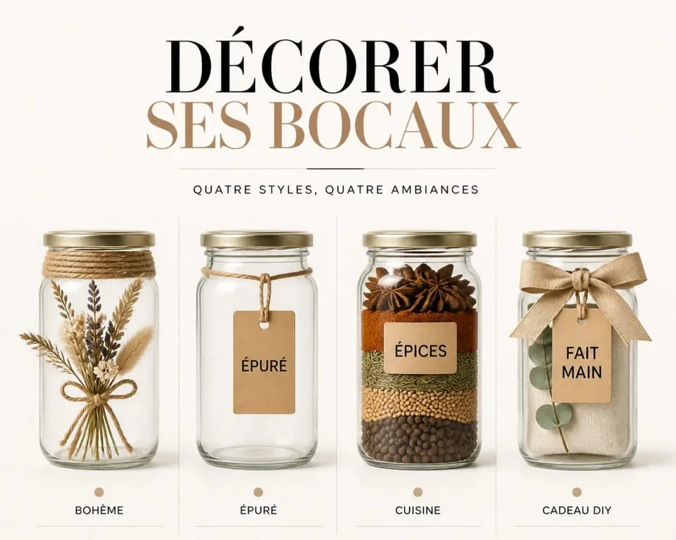Déco bocaux : quatre idées de bocaux en verre décorés dans des styles différents