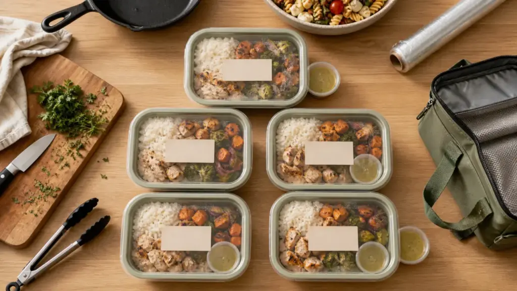 Meal prep sportif : boîtes hermétiques pour repas du lundi au samedi