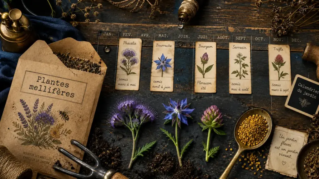 plantes mellifere : nectar et pollen selon la saison (phacélie, bourrache)
