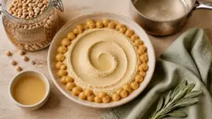 Préparation pois chiche : pois chiches trempés et cuits, houmous et aquafaba