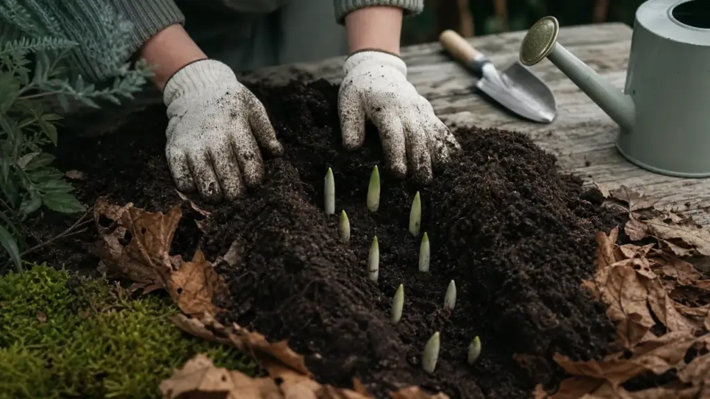 Quand et comment planter le muguet : griffes en terre à 2–3 cm, ombre fraîche