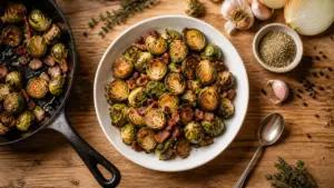 Recette choux de bruxelles lardons : poêlée dorée