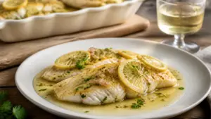 Recette limande au four citron beurre, plat nappé