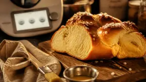 Recette thermomix brioche moelleuse, mie filante dorée
