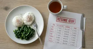 Regime oeuf menu : œufs pochés et épinards, thé sans sucre