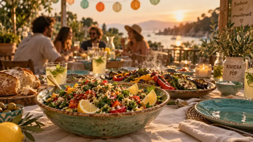 15 plats conviviaux et estivaux a partager, taboulé et légumes grillés à partager