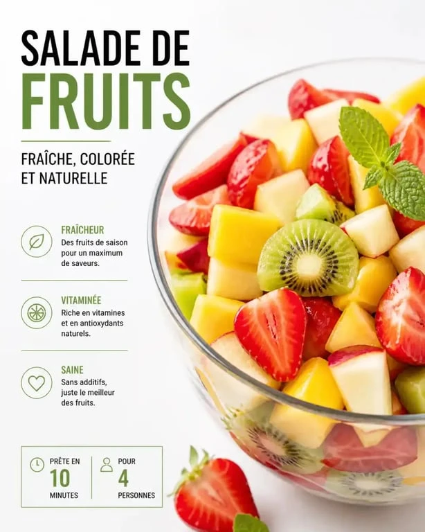 Recette de salade de fruits fraîche et colorée