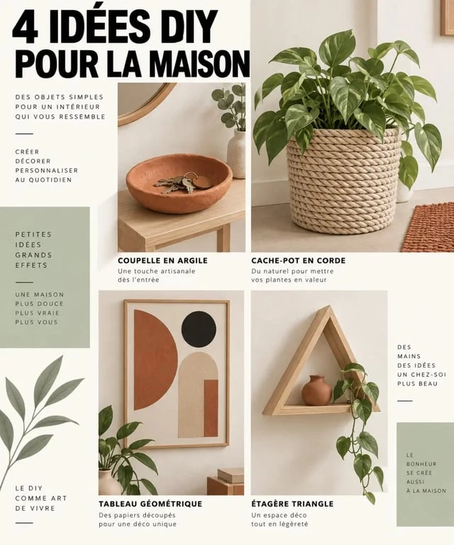 Exemples de déco fait maison facile pour l’entrée, le salon et les plantes