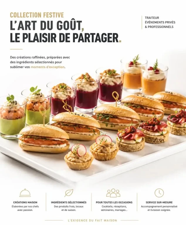 Assortiment de produits festifs traiteur pour apéritif dînatoire