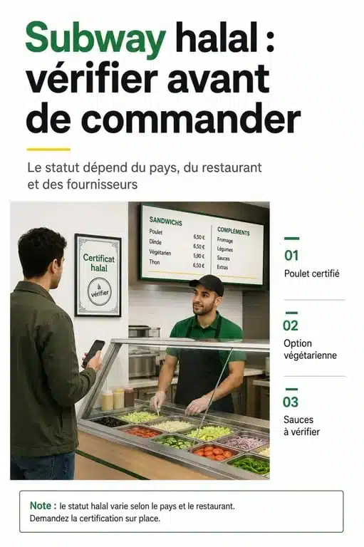Subway halal food : vérification d’un restaurant Subway, certificat halal et produits à contrôler avant commande