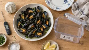 Moules cuites : conservation 24 h au réfrigérateur