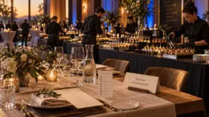Traiteur evenementiel : buffet cocktail premium, logistique et menu