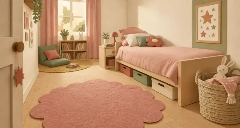 Décoration chambre fille : 3 niveaux de couleurs dans une petite chambre fille douce