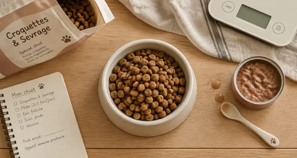 Nourriture chiot : croquettes au repas